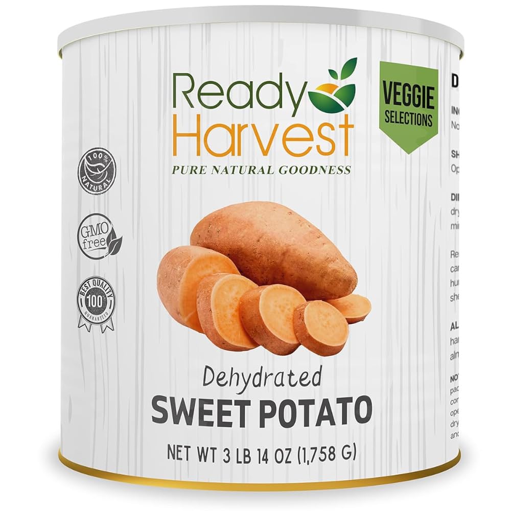 Ready Harvest Dehydrated Food - Sweet Potatoes | Emergency Food | Pantry Staples | #10 Can | 25-Year Shelf Life | Cans Filled to the Top
