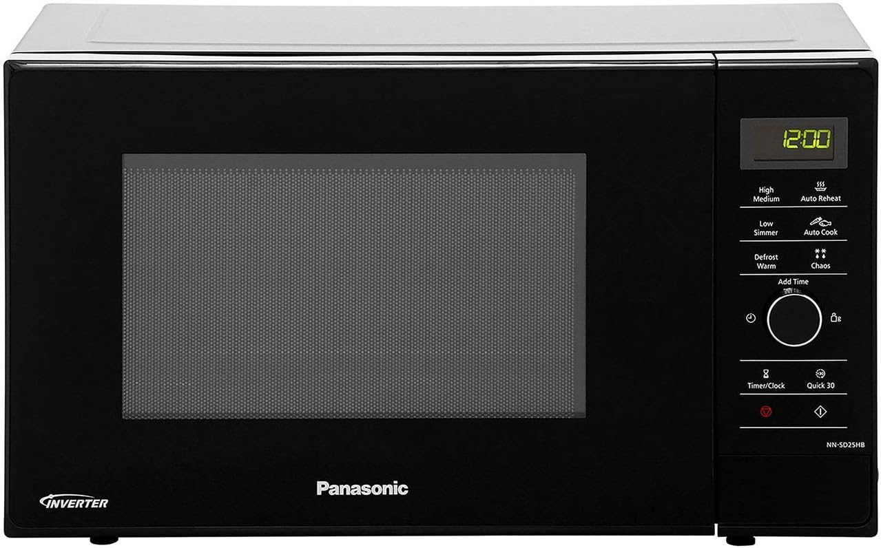 Panasonic NN-SD25HBBPQ Inverter Microwave Oven with Turntable & Dial, 1000 W, 23 Litres, quick 30sec Setting, x10 “One Touch” Programmes for easy cooking, Auto Defrost, Child Lock, Black