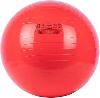 THERABAND Exercise Ball, Stability Ball with 55 cm Diameter for Athletes 5'1" to 5'6" Tall, Standard Fitness Ball for Posture, Balance, Yoga, Pilates, Core, & Rehab, Red