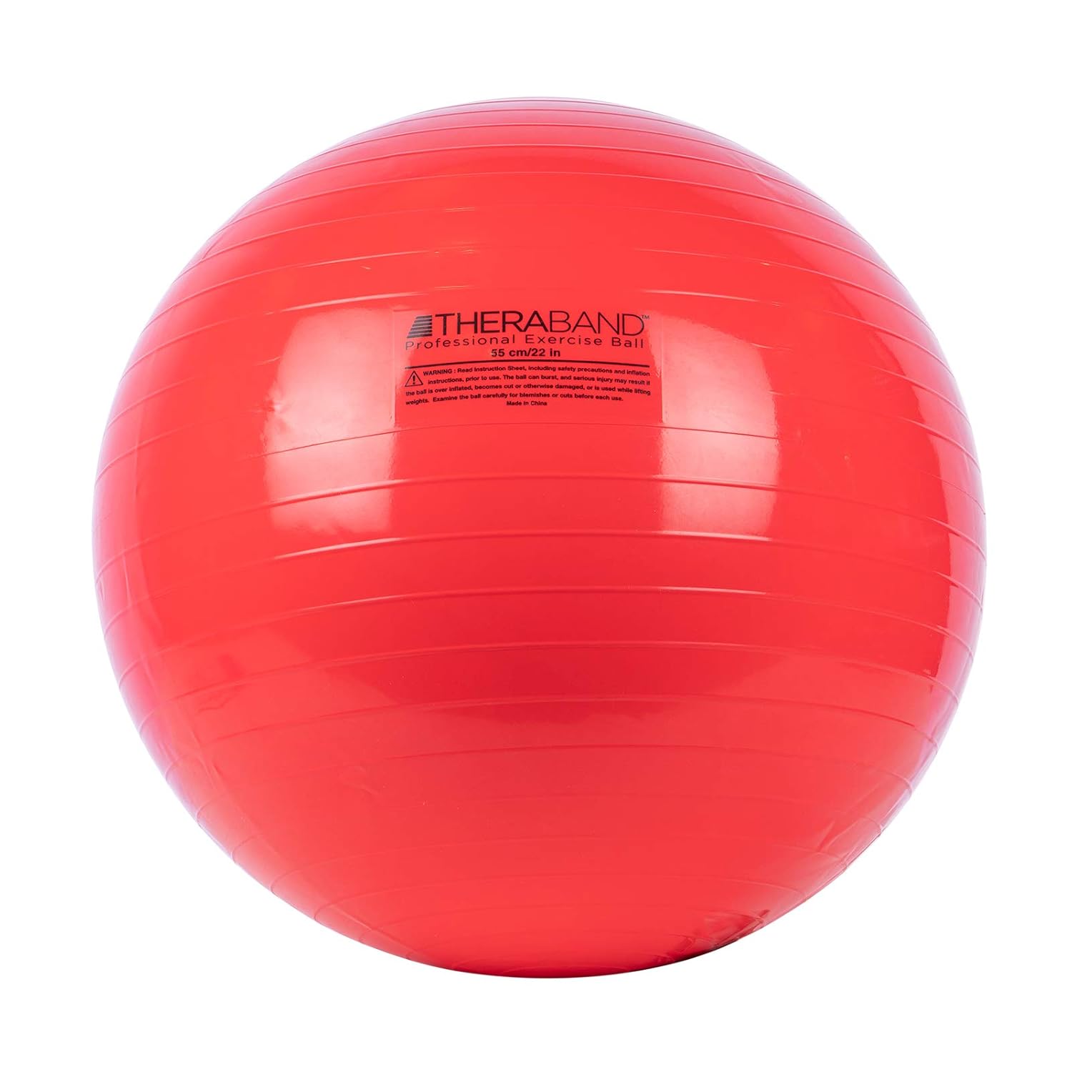 THERABAND Exercise Ball, Stability Ball with 55 cm Diameter for Athletes 5'1" to 5'6" Tall, Standard Fitness Ball for Posture, Balance, Yoga, Pilates, Core, & Rehab, Red