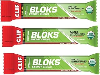 Clif Shot Bloks - Salted Watermelon - Energy Chews (3 x 2.1oz Bars)