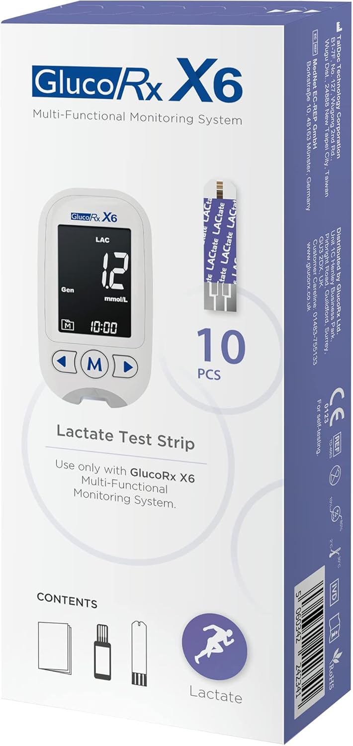 GlucoRx X6 Lactate Test Strips (10)