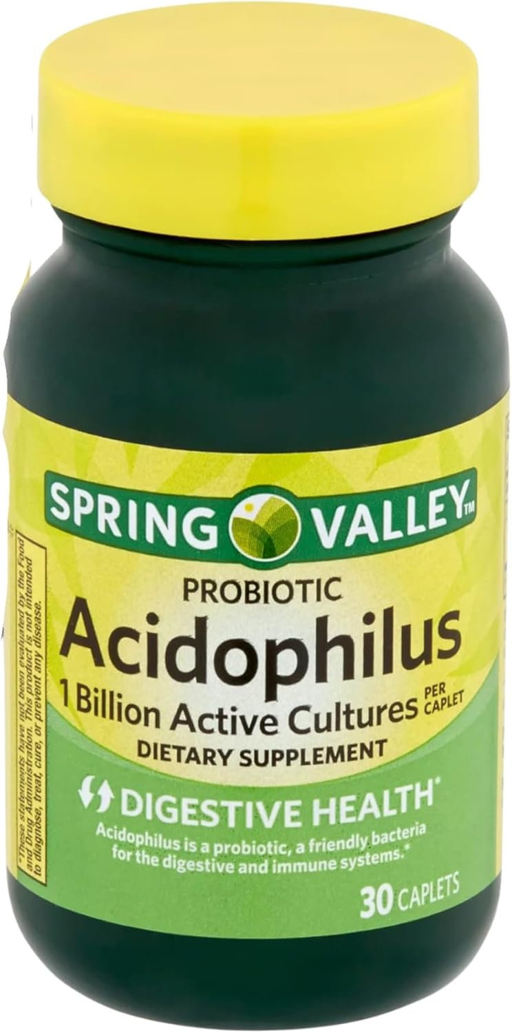 Probiotic Acidophilus 30 Caplets – Probiotic with 1 Billion Active Cultures, Digestive Health Probiotics, Probioticos for Daily Gut Balance, Low Sodium (Pack of 1)