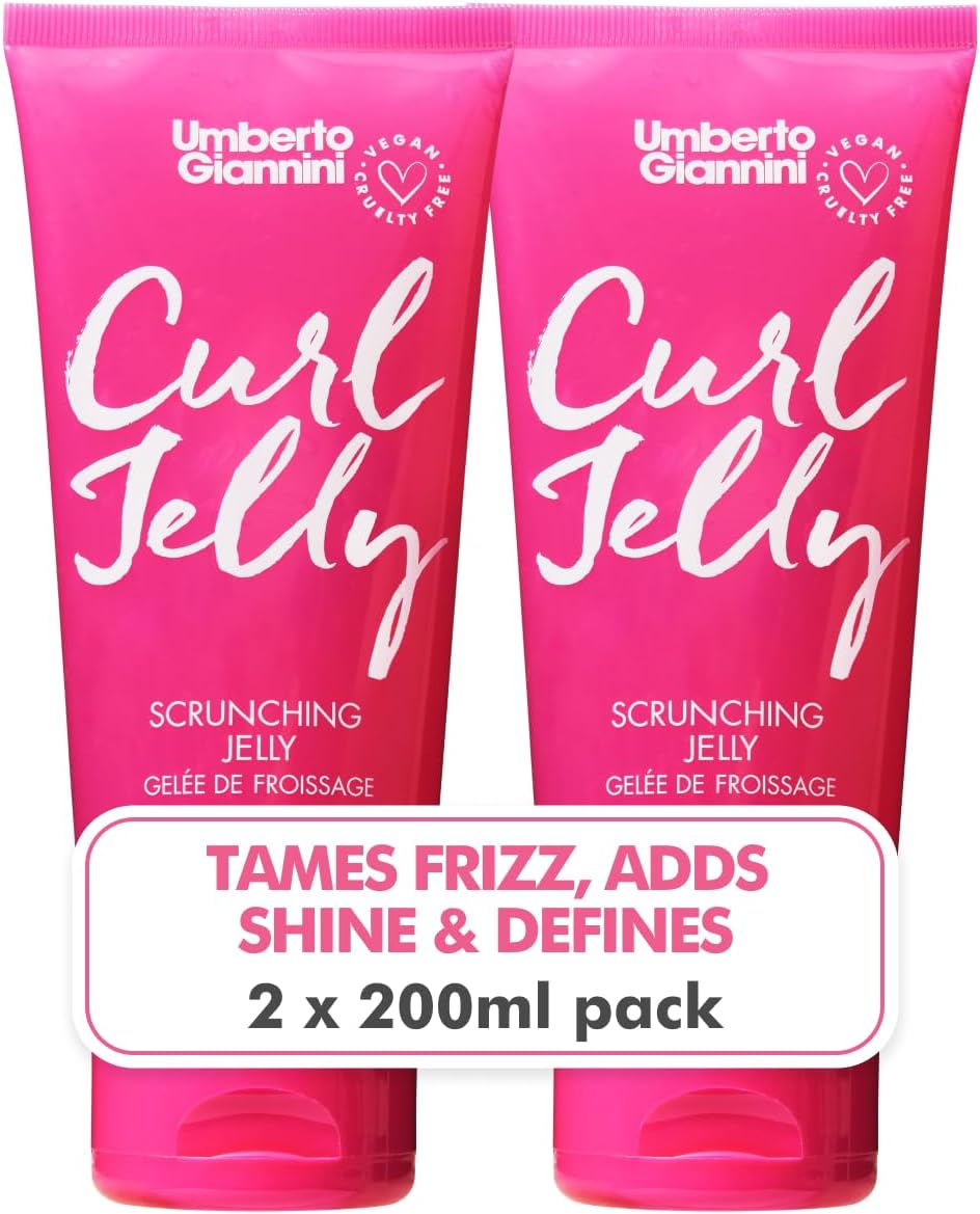 Umberto Giannini Curl Jelly Scrunching Jelly, Vegan & Cruelty Free Frizz Styling Curl Control Hair Gel for Curly or Wavy Hair (Curl Jelly 2 Pack)
