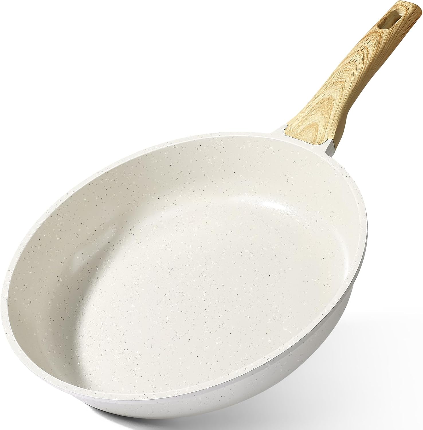 GiPP Nonstick Skillet Frying Pan,White Granite Non Stick Pans,Omelette Pan with Heat-Resistant Handle,Compatible with All Stovetops,PFOA Free (White, 26cm)