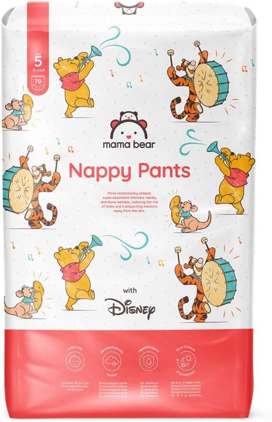 Amazon Brand - Mama Bear Disney Nappy Pants, Size 5 (12-17 kg), 70 Count, White