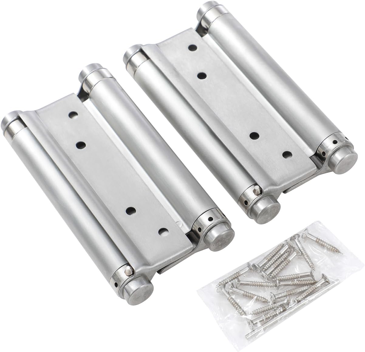KATSU Double Action Spring Hinges 6" 150mm, 1 Pair with Screws Stainless Steel Dual Swinging Door Hinges for Saloon Cafe Kitchen Internal and External Doors 54611060