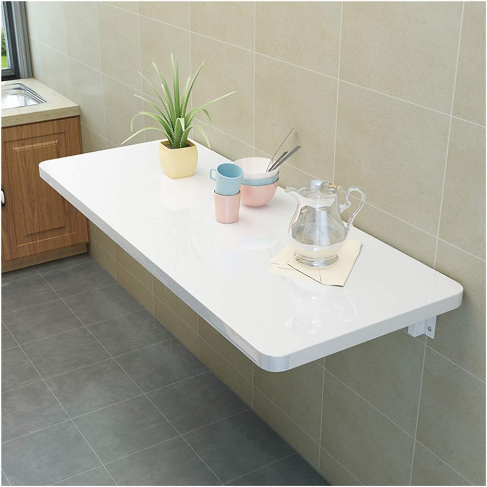 Wall-Mounted Folding Table,Solid Wood Dining Table,Small Space Computer Desk,Children Study Desk,Bright Surface,Multifunction,White,20 Size Optional (60x50/24x20in)