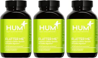 HUM Flatter Me Supplement for Daily Bloating - 18 Full Spectrum Digestive Enzymes to Support Food Breakdown - Ginger, Fennel Seed & Peppermint for Nutrient Absorption (180-Count)
