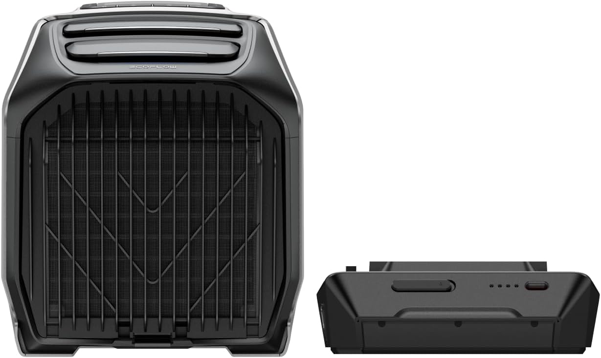 EcoFlow WAVE 3 portable air conditioner with 1159Wh WAVE 2 extra battery, 1800W/6100BTU cooling, 2000W/6800BTU heating, 8 hr wireless runtime, app control, ideal for camping, vanlife, RVs&SUVs