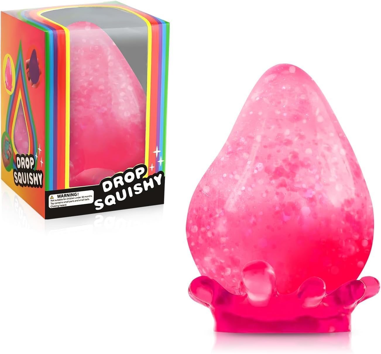 Fidget Toys Stress Cube, Cube Squishies Anxiety Stress Relief, Ice Squishy Stress Cube-Drop Malt Sugar Balls, Sensory Toys for Kids with Autism, Fidgets for Classroom Prize Toys (1pack Pink)