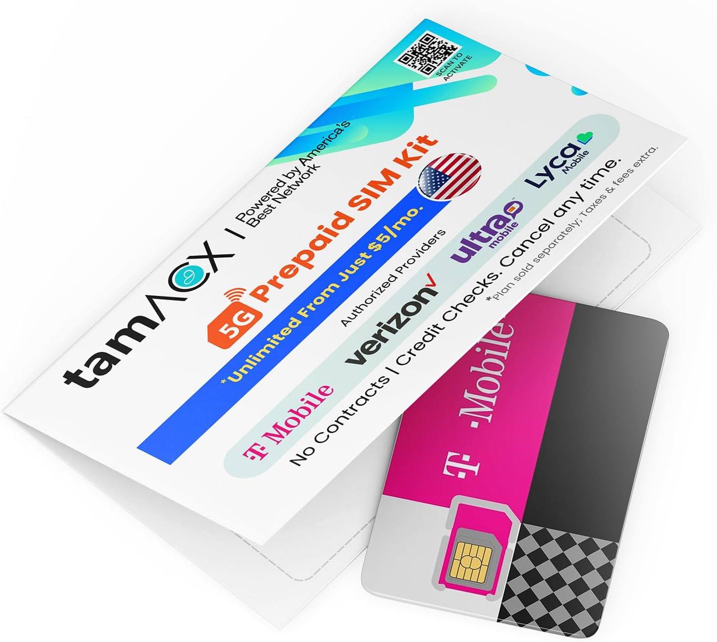 tamACX $50/mo. T-Mobile Prepaid Phone Plan with Unlimited Talk, Text, & Data for 1 Month (3-in-1 SIM Card Kit)