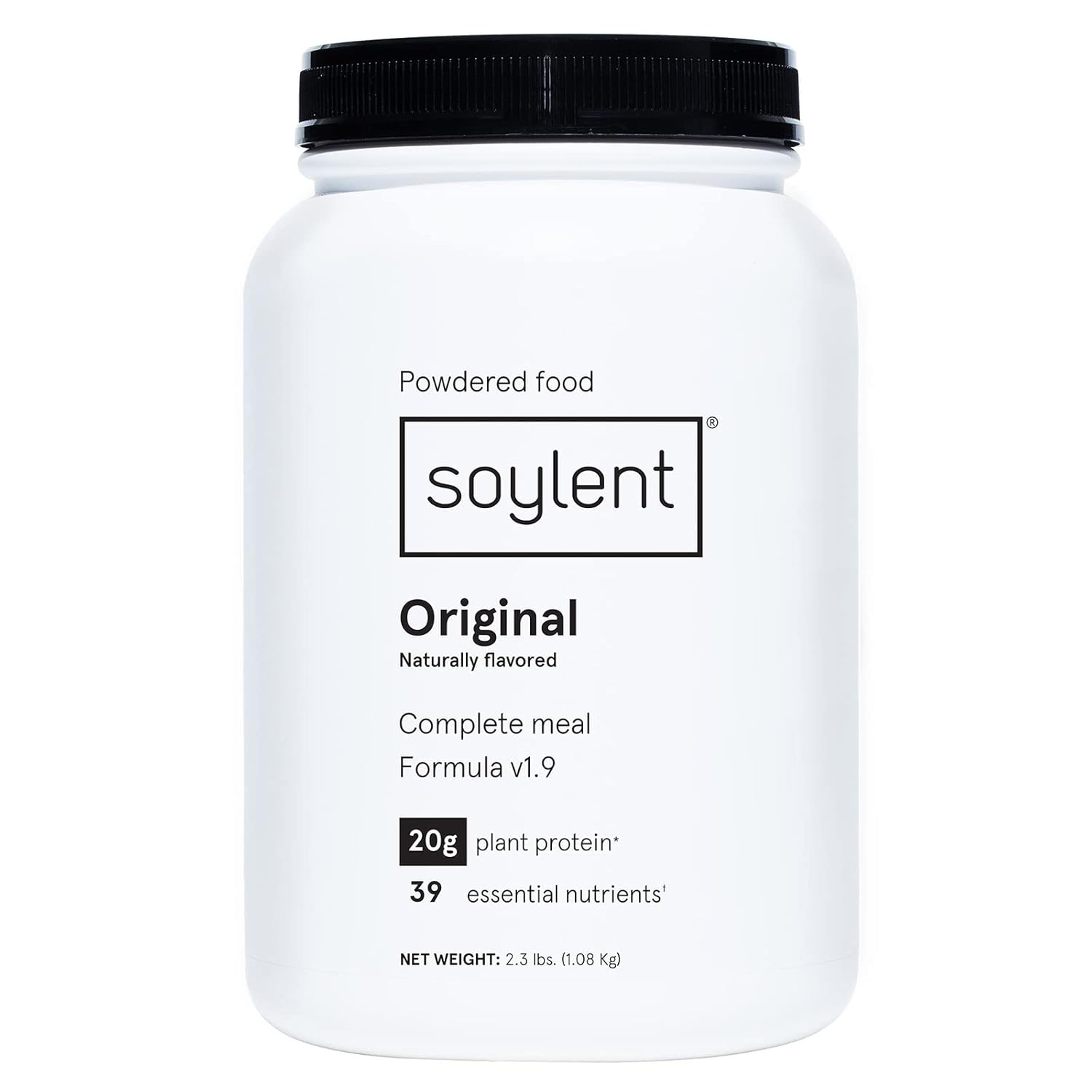 Soylent Complete Nutrition Meal Replacement Protein Powder, Original - Plant Based Vegan Protein, 39 Essential Nutrients - 36.8oz