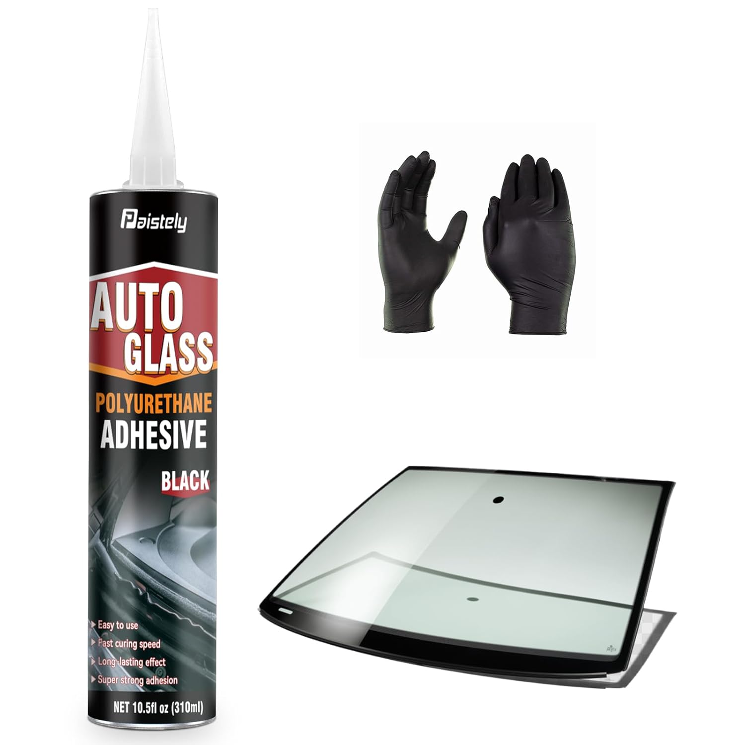 Windshield Sealant Black 310ml, Fast Cure Windshield Adhesive, High Strength Polyurethane Sealant, Suitable for Vehicles and RV