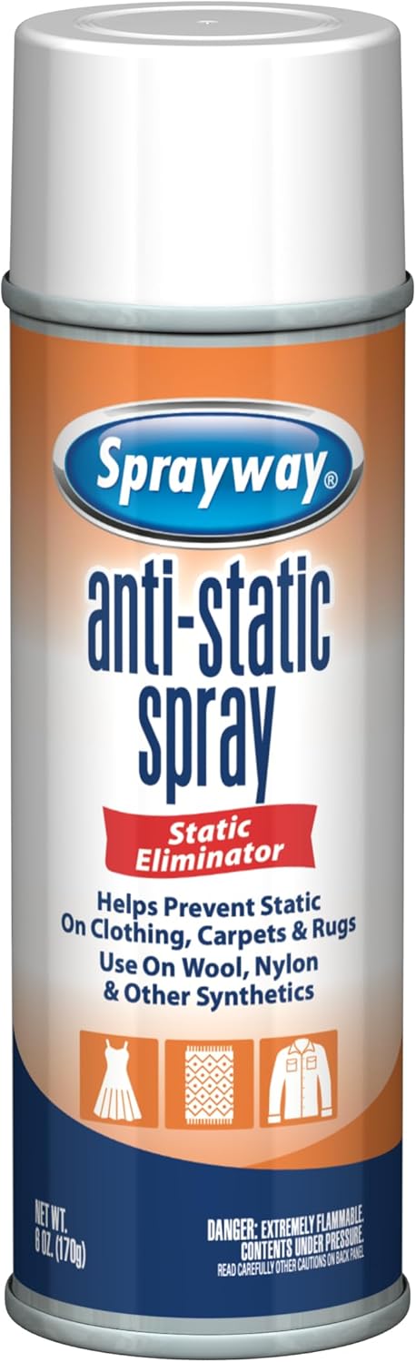 Sprayway Residue-Free Anti-Static Spray, Reduce Static Cling, Eliminate Static Shock, 6 Oz