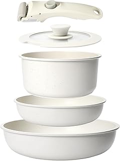 GiPP 5Pcs Pots and Pans Set Non Stick, Cookware Sets Nonstick Detachable Handle, Induction Kitchen Set Removable Handle, RV Cookware set, Oven Safe