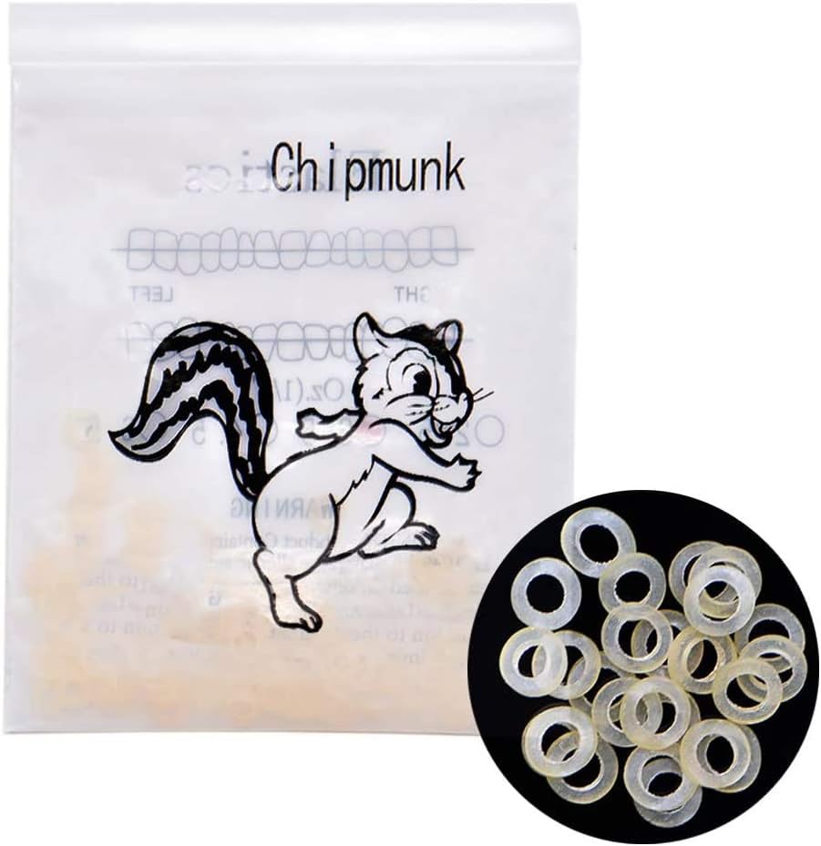 2 Packs Dental Elastic Rubber Bands Orthodontic Elastics Braces Teeth Gap (Chipmunk 1/8")
