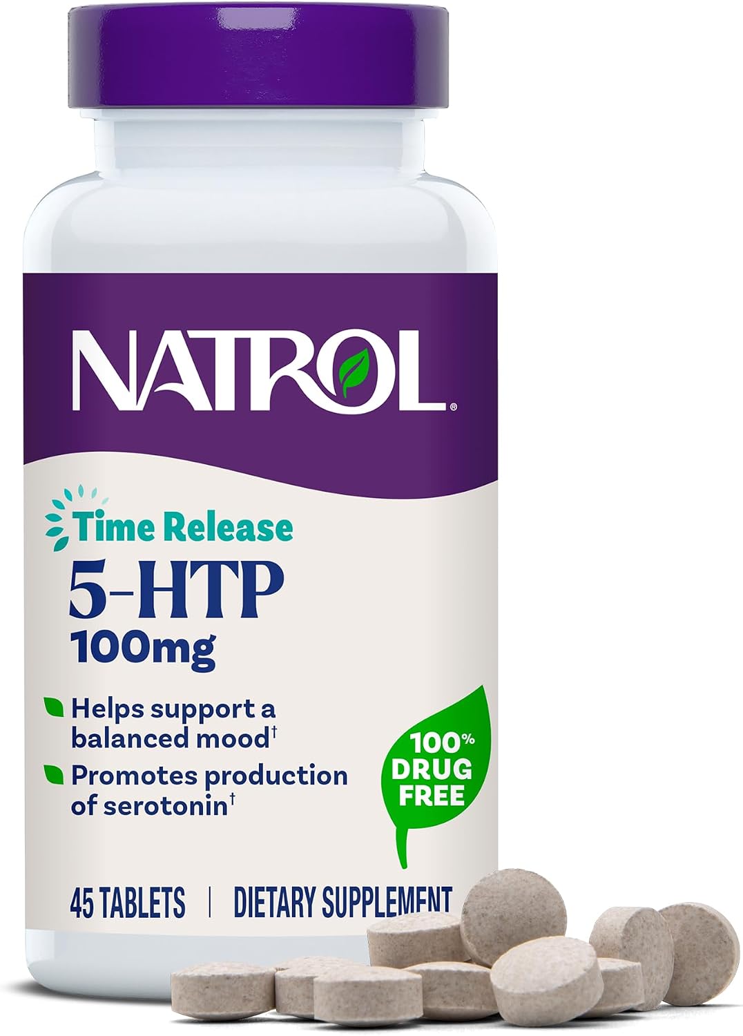 Natrol 5-HTP 100 mg Time Release, Helps Support a Balanced Mood, 90 Tablets