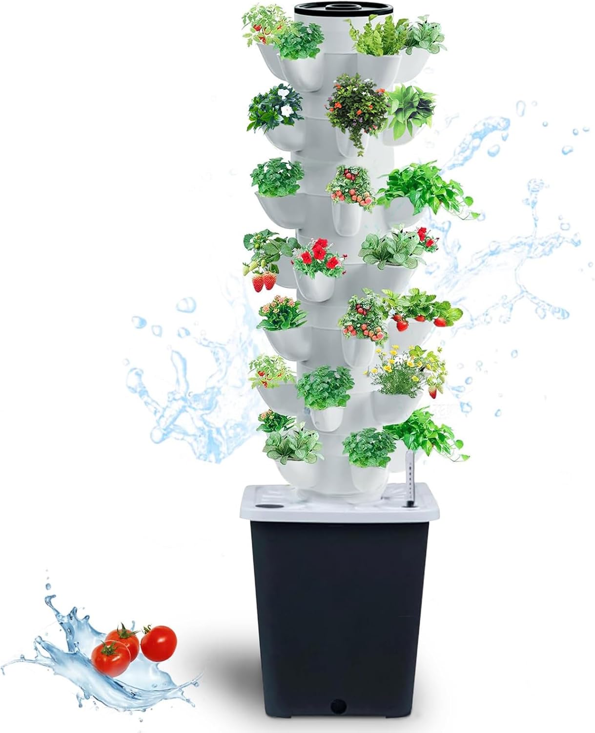 Hydroponics Tower Indoor Growing System Vertical Garden Planter Indoor Smart Garden Kit with Pump and Movable Water Tank Vegetable Plant Gift for Gardening Lover (35-Plants)