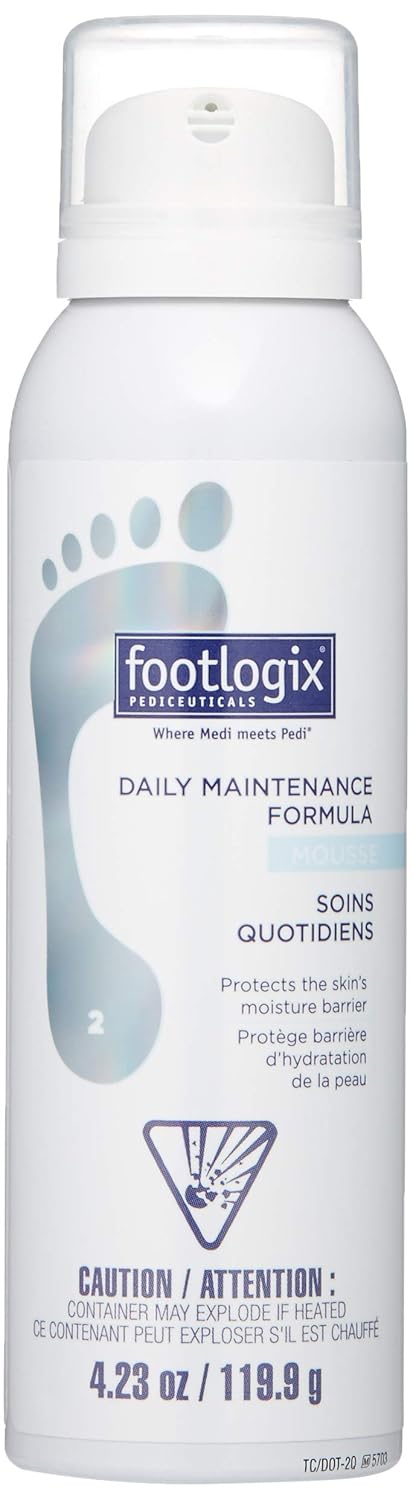 FOOTLOGIX Daily Maintenance Formula - Foot Moisturizer, Foot Mousse for Normal to Dry Skin Maintenance, Foot Mousse for Calluses and Dry Feet, 4.23oz