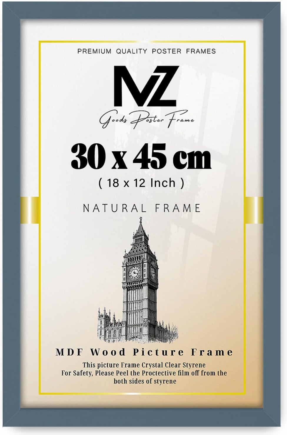 MZ Goods | Frame for Poster Collection (30 x 45 CM) Minimalist Wall Decor Perfect for Living Room- Portrait & landscape display 18 Inch x 12 Inch [ Dark Grey ]