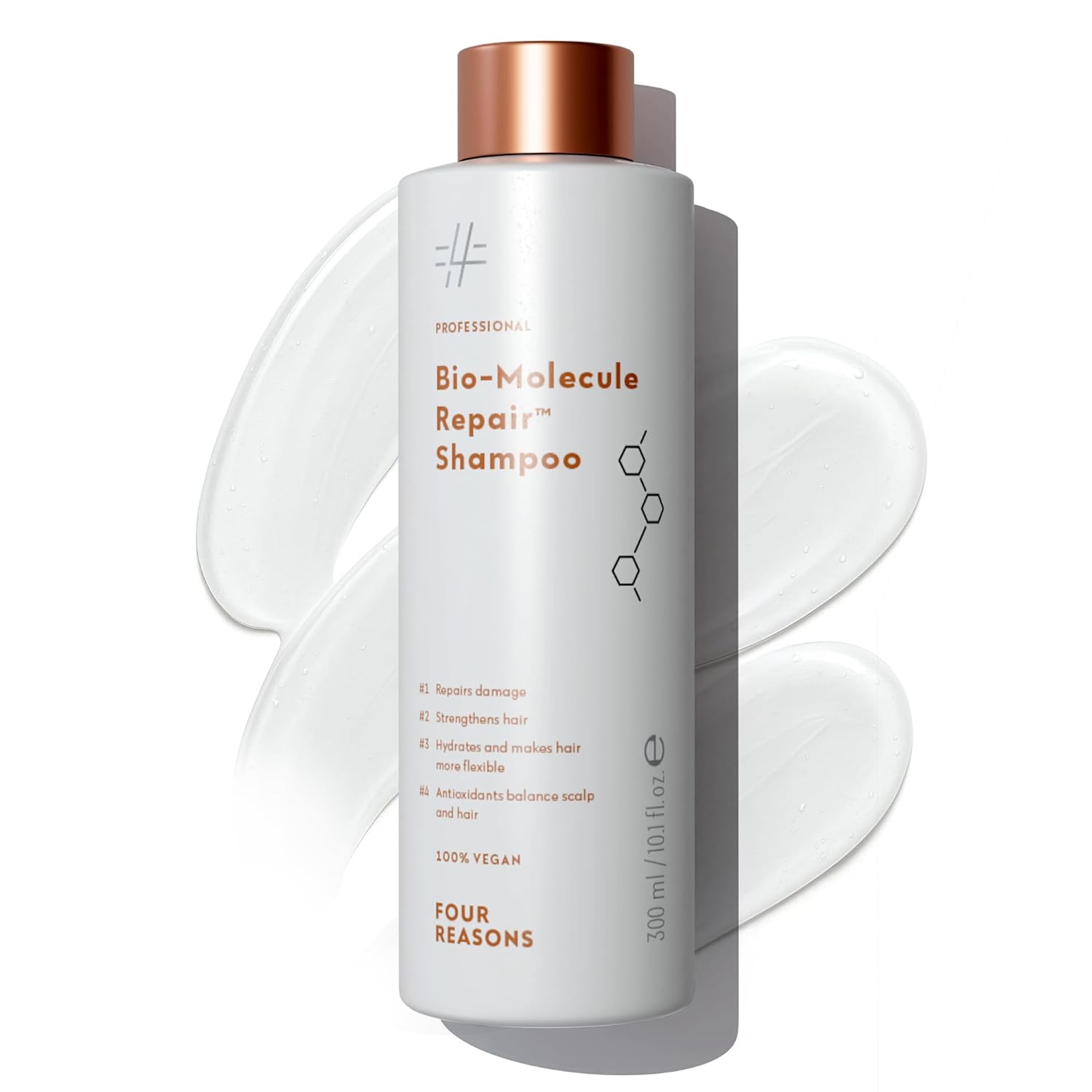 FOUR REASONS Bio-Molecule Bond Repair Shampoo for Color Treated Hair – Moisturizing, Strengthening & Anti Frizz Shampoo for Damaged Hair – Sulfate Free, Vegan & Cruelty Free, 10.1 Fl Oz