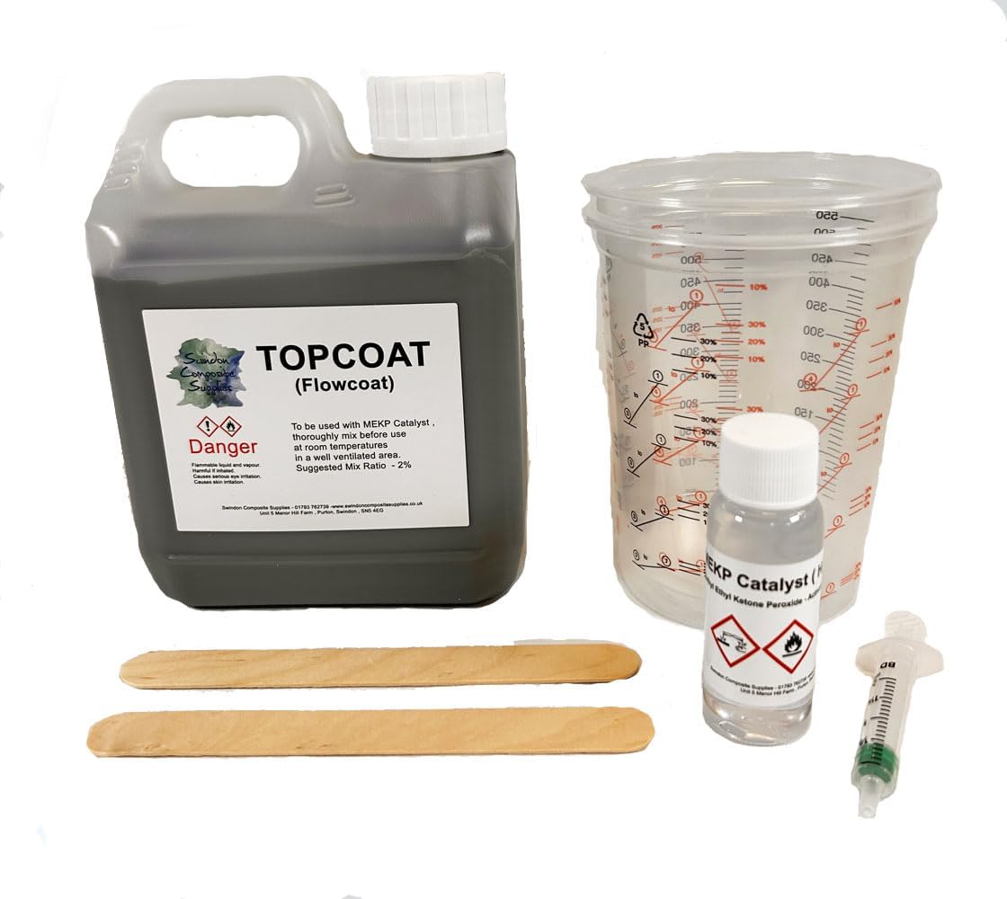 Swindon Composite Supplies : Resin Topcoat Grey 1kg Top Coat Resin Flo Coat Flocoat - Suited for Fibreglass Roof