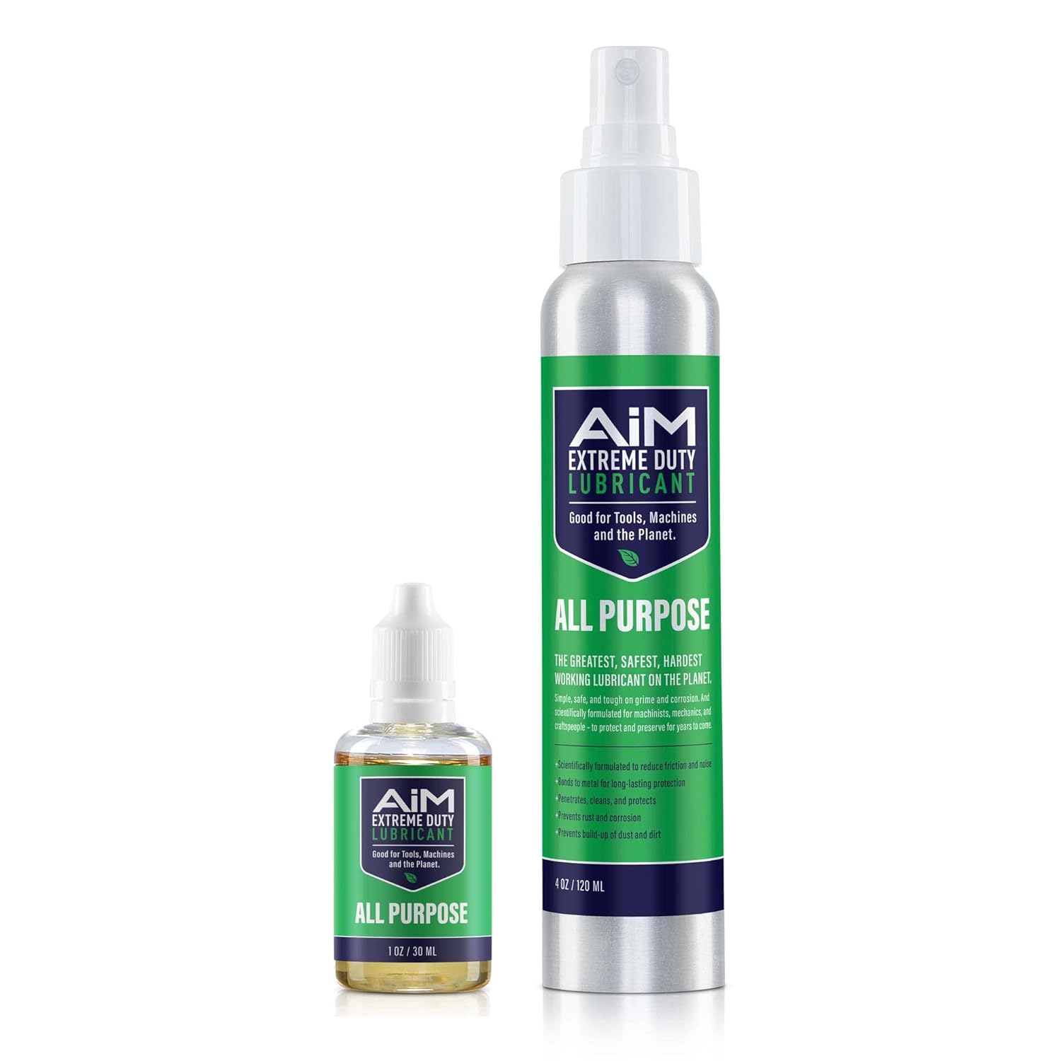 Planet Safe AIM Extreme Duty Lubricant (Small Bundle 1oz + 4oz) Made in The USA. Multi-Purpose for Home, Garage, Doors, Hinges, Gym Equipment - Penetrates, Cleans, Lubricates, Protects, 3 in 1 Oil