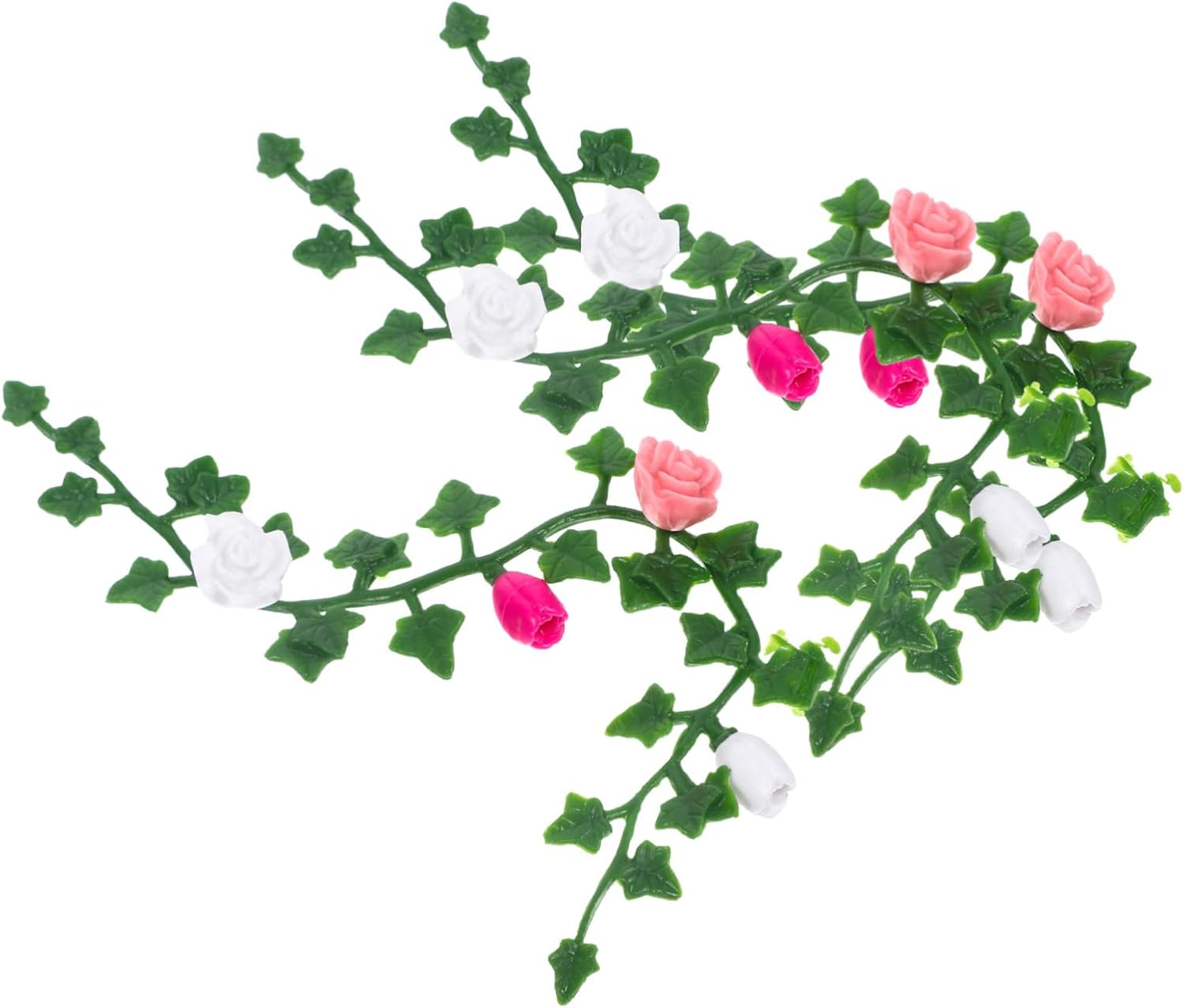 CLISPEED 3Pcs Mini Flower Vine Arrangements for Dollhouse Miniature Garden Decor Lightweight Artificial Simulation Vines for Mini Landscape Scenes and Wall Layouts Detailed Micro