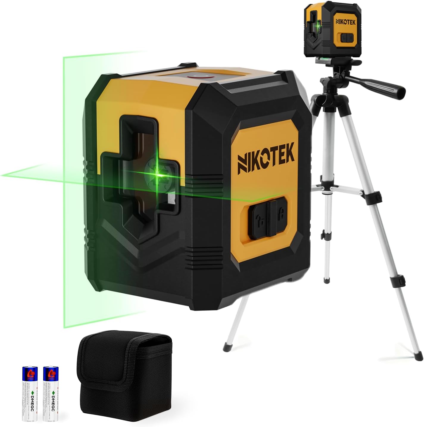 Nikotek Laser Level with Tripod, Self-Leveling Green Beam Horizontal and Vertical Cross-Line Laser for Home Decoration Carrying Pouch, Battery Included