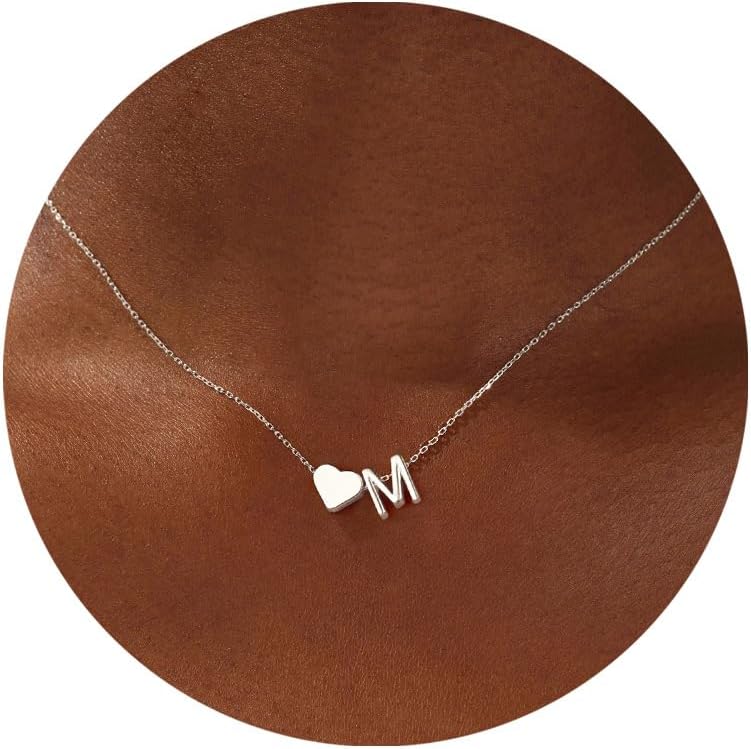Turandoss Heart Initial Necklace for Women Teen Girls - 18K Gold Plated Letter A-Z Pendant Necklace Dainty Heart Necklaces Tiny Initial Necklaces Birthday Gifts for Women Jewelry