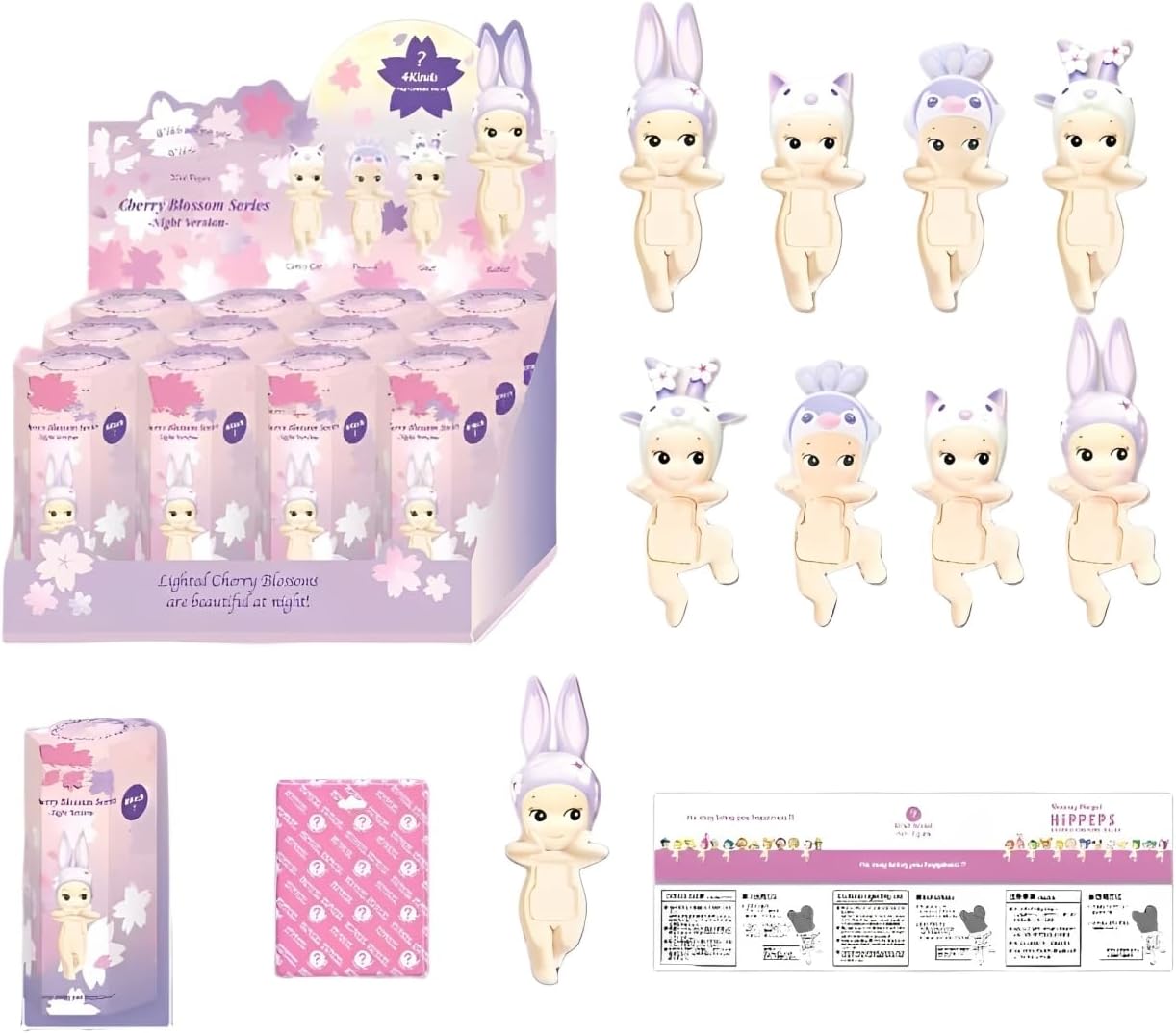 Mini Angel Hippers Lying Down Angel Anime Figures Toys Mini Figure Limited Edition,Cute Collectors Figure,1PCS Sealed Blind Box (Purple Face Support)