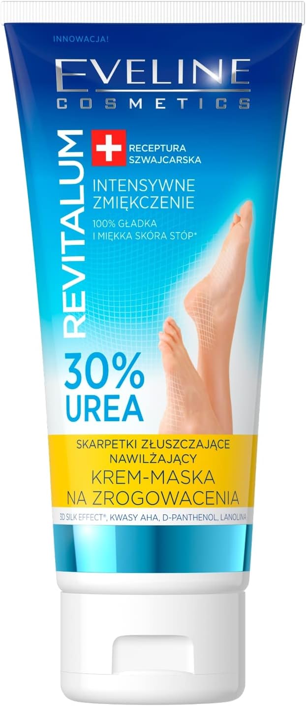 Eveline Cosmetics Revitalum Intensive Softening 30% Urea Exfoliating Moisturizing Cream Mask for Calluses, AHA Formula, 100ml