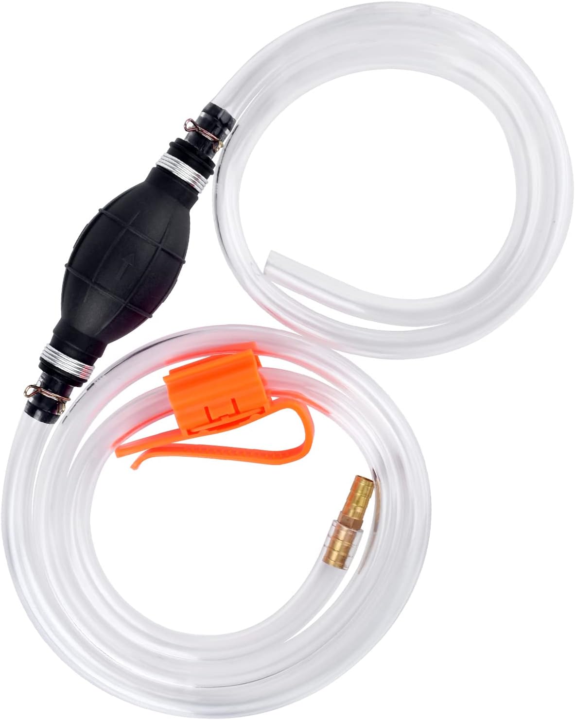 KATUMO Siphon Pump, Upgraded 15MM Enlarged Caliber Gasoline Siphon Hose Siphon Fuel Hand Pump for Gasoline, Oil, Diesel & Water with Hoses, Pinch Clips, Hose Retainer, Brass Extender