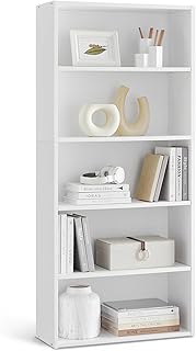 VASAGLE Bookshelf, 23.6 Inches Wide, 5-Tier Open Bookcase with Adjustable Storage Shelves, Floor Standing Unit, Cloud White ULBC165T14