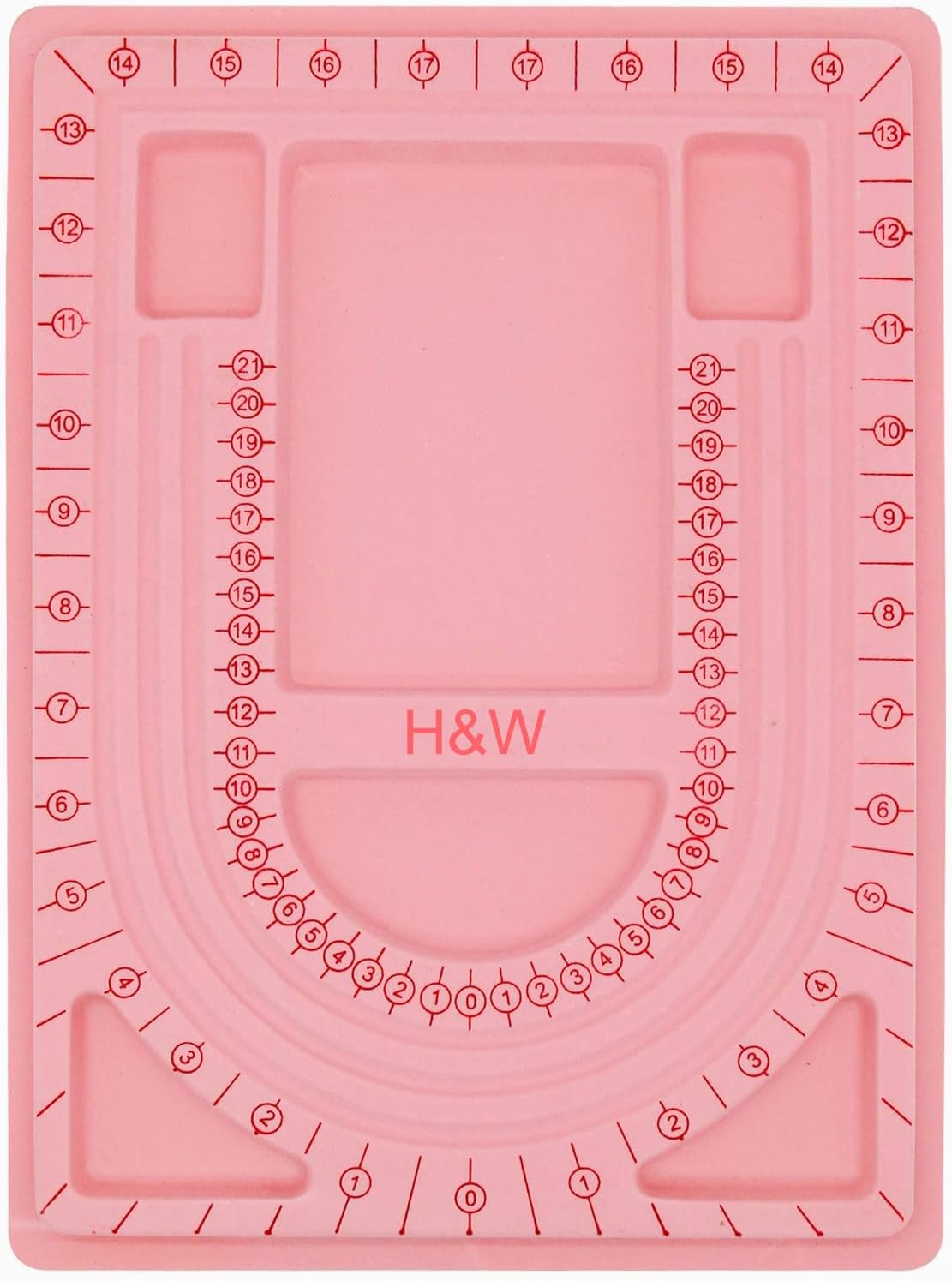 H&W Pink Bead Board with Flock, 9.5 by 12.9-inch, Design Beading Board Tray DIY Craft Tool for Girl and Necklace Beading Jewelry Designer