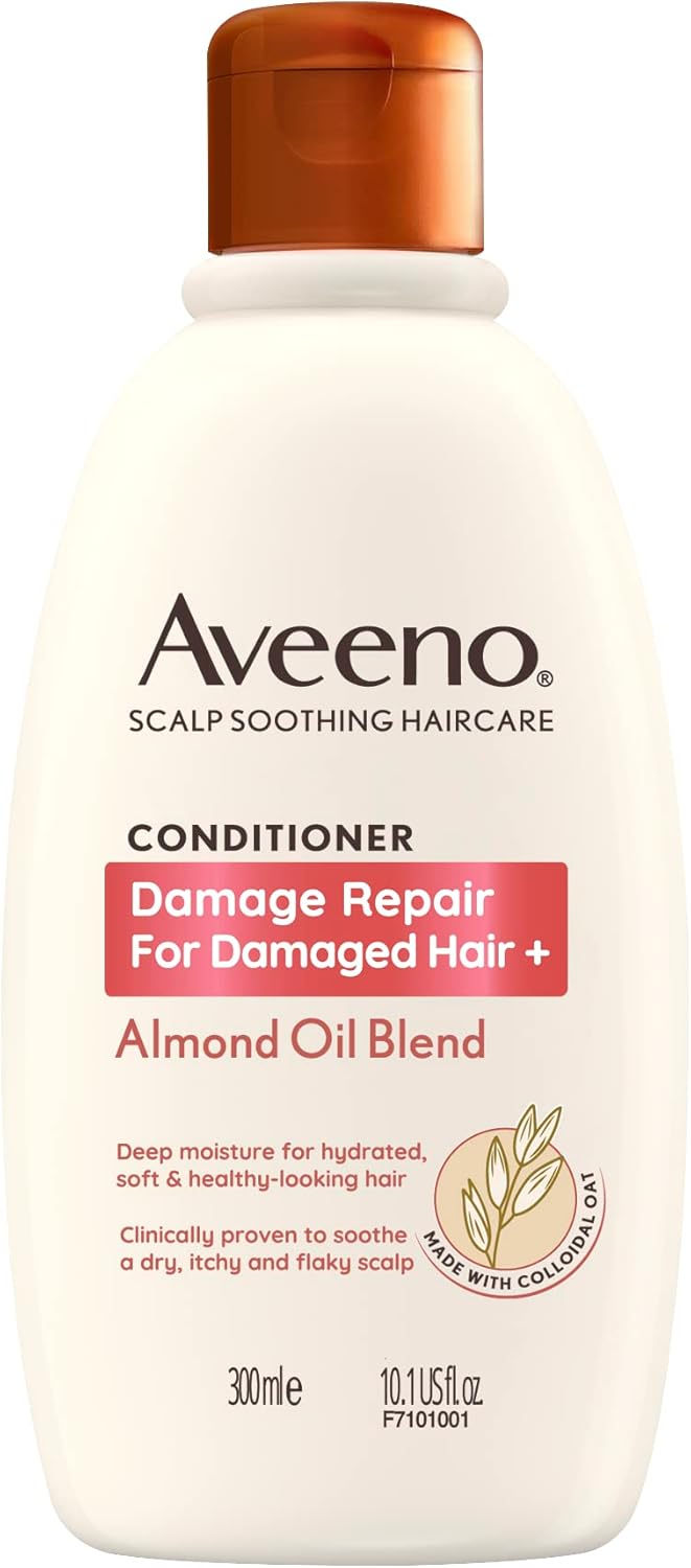 Aveeno Scalp Soothing Haircare Damage Repair Conditioner, Almond Oil Blend, with Colloidal Oat Extract, for Damaged Hair, Soothes Dry, Itchy & Flaky Scalp, Clinically Proven, Sulfate Free, 300ml