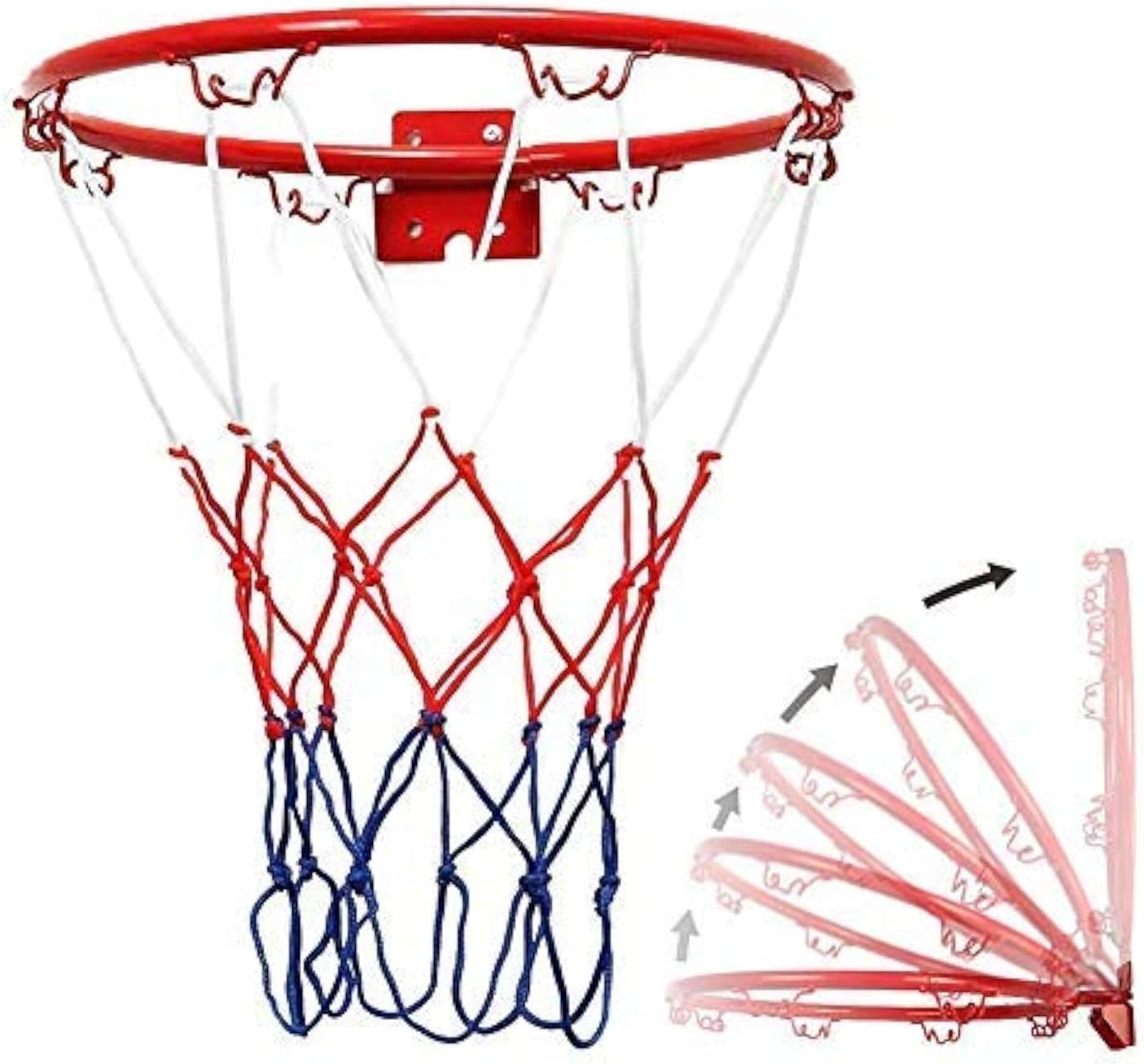 Basketball Hoop And Net Set, Wall Mounted Metal Outdoor Hanging Basket, Mini Basketball Netball Hoop With Ring And Net, Portable Hanging Goal For Indoor Outdoor Sport (Diameter 32CM)