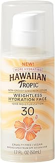Hawaiian Tropic Weightless Hydration Lotion Sunscreen for Face SPF 30, 1.7oz | Travel Size Sunscreen, Oil Free Face Sunscreen, Hawaiian Tropic Sunscreen SPF 30, Sunblock Face, Mini Sunscreen, 1.7oz