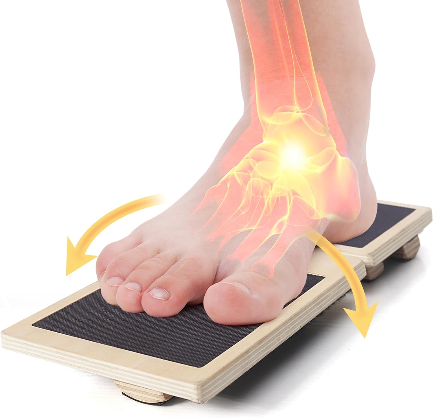 Generic Ankle Strengthener Exerciser for Sprained, Single Foot Balance Board, Non-Slip Wood Wobble Board., Black