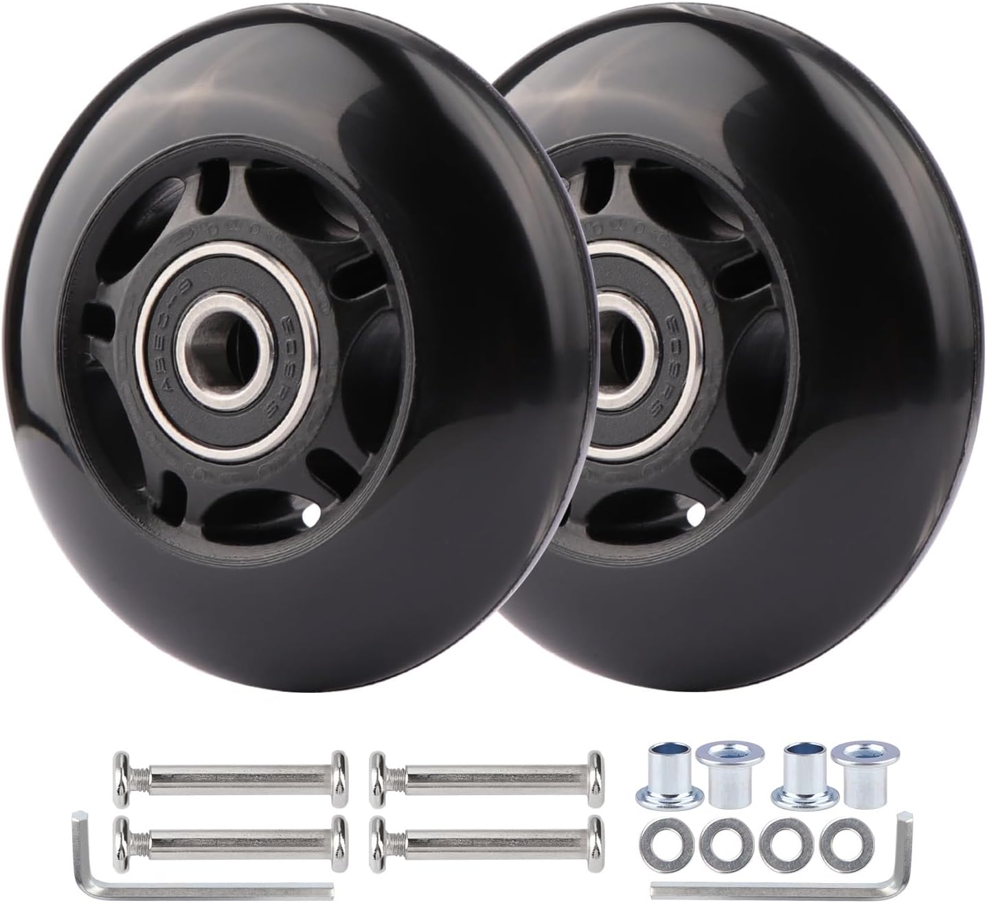 2-Pack PU Luggage Suitcase Replacement Wheels Repair Kit w/ABEC-7 Bearings and 6mm Axles for Trolley Carry-on Roller Travel Bag (70 * 24mm)