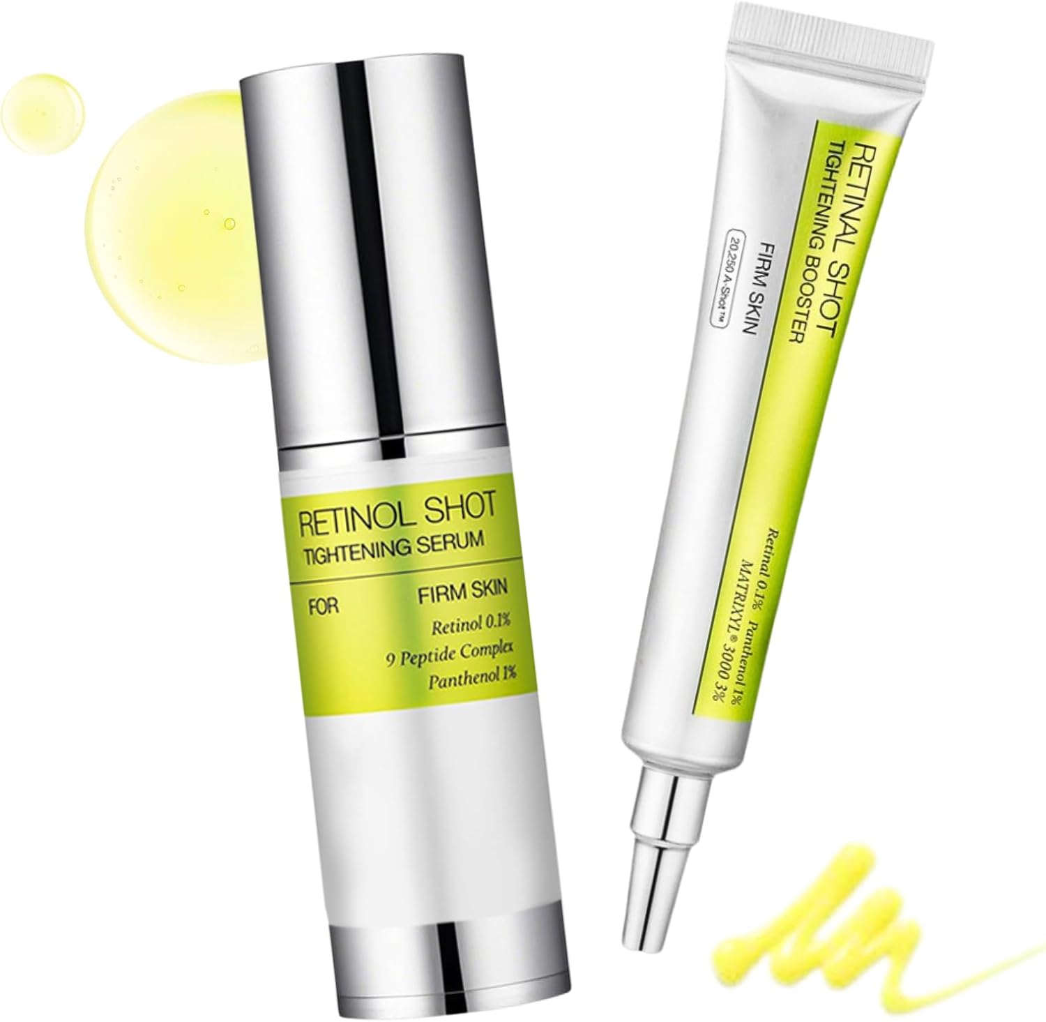 Vita A Retinal Shot Tightening Booster + Retinol Shot Firming Serum, Retinol Serum for Face Anti Aging, Retinol Cream for Wrinkles & Fine Lines, Improve Elasticity, Pore Minimiser, 15ml+30ml