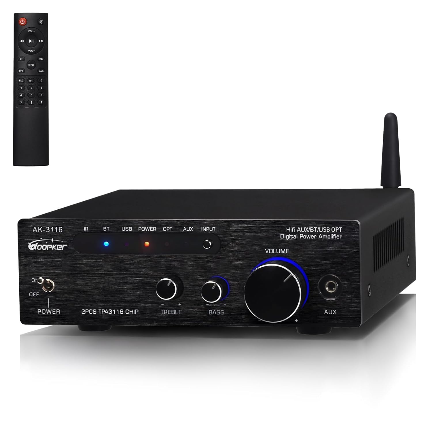 Mini HiFi Digital Amplifier Receiver,2 Channel 200W Dual TPA3116 Class D Amp,Bluetooth 5.3 Amplifier for Home Speakers,Stereo Receivers with RCA,USB,Optical,AUX for Home,Outdoor