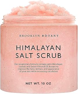 Brooklyn Botany Himalayan Salt Body Scrub - Moisturizing and Exfoliating Body, Face, Hand, Foot Scrub - Fights Stretch Marks, Fine Lines, Wrinkles - Great Gifts for Women & Men - 10 oz
