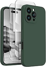 FireNova Designed for iPhone 16 Pro Case, Silicone Upgraded [Camera Protection] Phone Case with [2 Screen Protectors], Soft Anti-Scratch Microfiber Lining Inside, 2024, Alpine Green