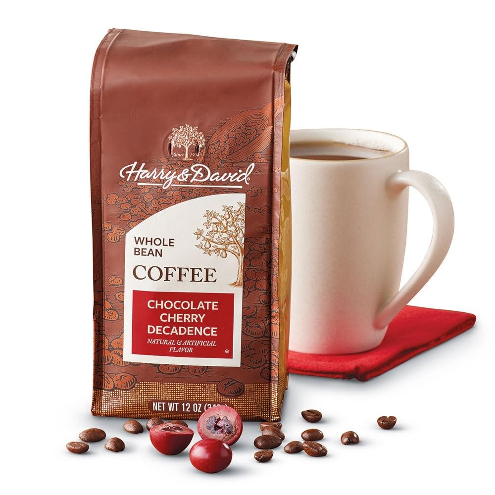 Harry & David Chocolate-Cherry Decadence Whole Bean Coffee (12 Ounces), Chocolate Cherry Coffee, Whole Bean Coffee, Flavored Coffee, Cherry Flavored Coffee
