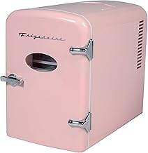 Frigidaire Retro Mini Personal Fridge Cooler, Holds up to 9 Cans, Portable for Car, Office, Bedroom, Dorm Room, or Cabin, Includes 110V AC and 12V DC cords - 11.8"D x 7.1"W x 10.1"H, Pink