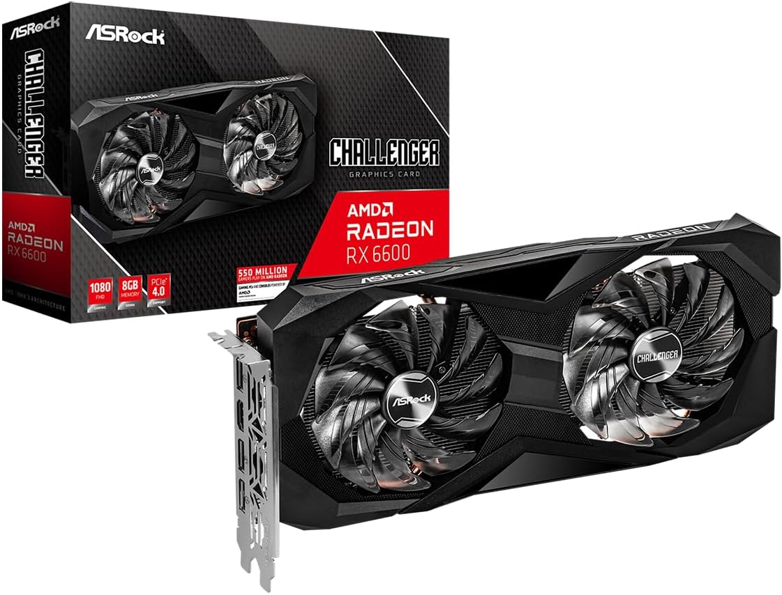 ASROCK AMD Radeon RX 6600 Challenger D Dual Fan 8GB GDDR6 PCIE 4.0 Graphics Card