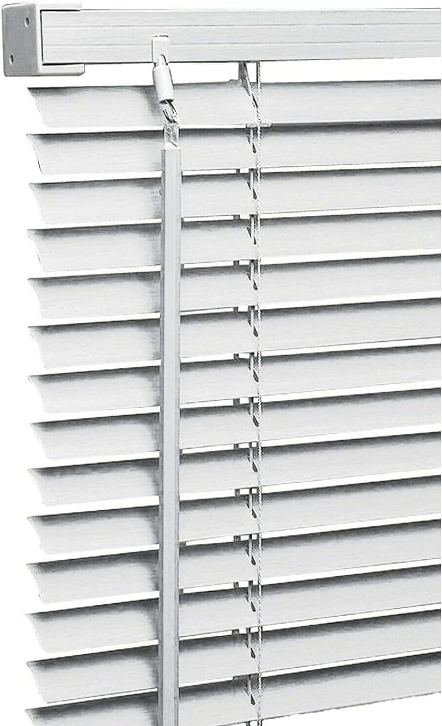 PVC Venetian Blind Blinds Easy Fit Curtains Trimmable Fittings Windows Treatment Shutters Twist Open Close Living Room Bedroom Kitchen Garage Caravan Blinds (White, 45x150)