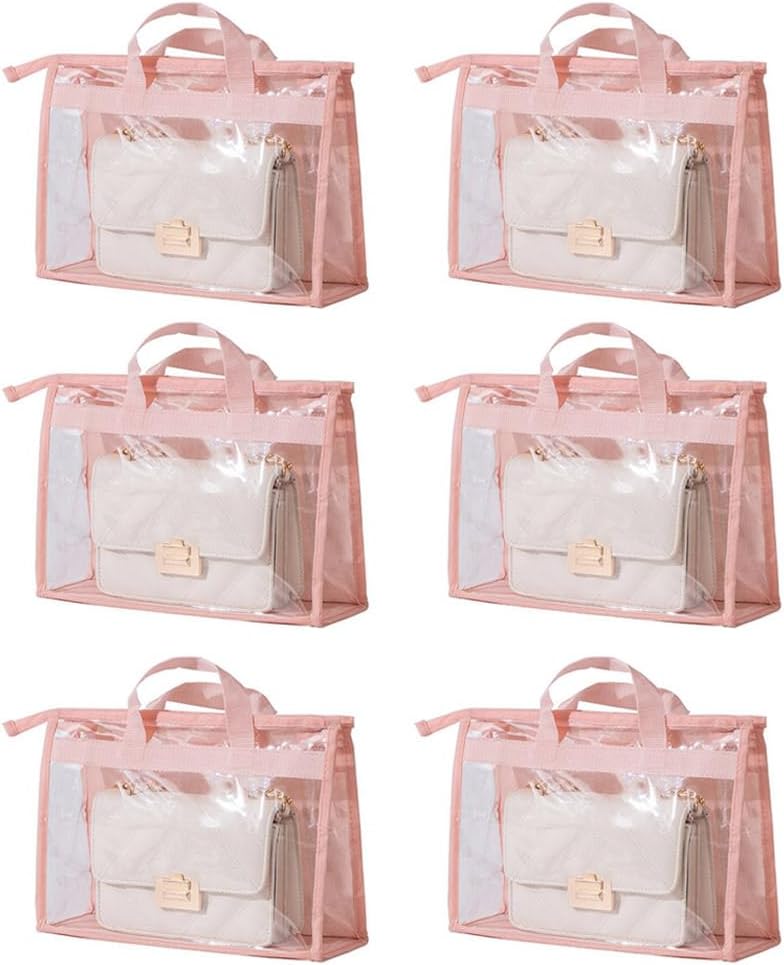 Dust Bags for Handbags - Handbag Storage Organizer Dust Bags for Moisture Proof Dust Cover with Zipper and Handle(Pink-XXL)